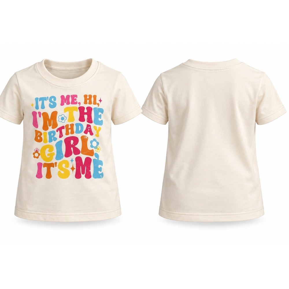 Unbranded Birthday Girl Graphic Tee Retro Cream Cotton Girls Size 120 6-7Y